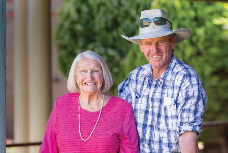 Two residents smiling together at Whiddon's residential care home in Walgett, which provides health services to older Australians.