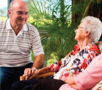 Elderly couple talking