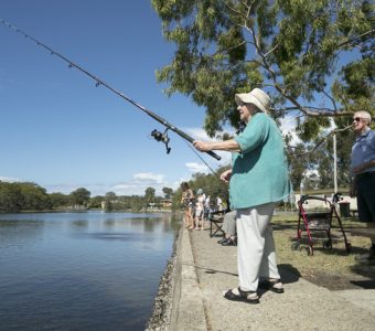 Friends fishing together